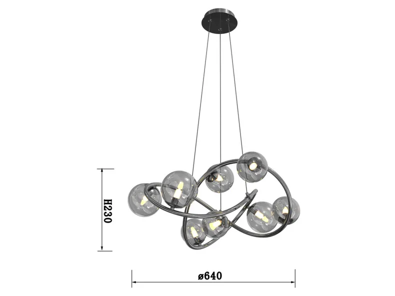 BRW 8 подвесных ламп G9-LED черный Nancy 091095 фото №5