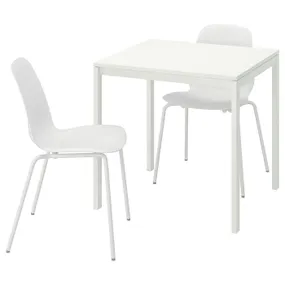 IKEA MELLTORP МЕЛЬТОРП / LIDÅS ЛИДОС, стол и 2 стула, белый белый / белый, 75x75 см 294.816.16 фото