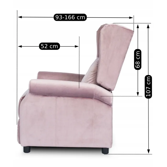 Кресло реклайнер бархатное MEBEL ELITE SIMON Velvet, розовый фото №10
