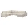 IKEA VIMLE ВИМЛЕ, угловой 5-местный диван с козеткой, с широкими подлокотниками / бежевый с пунцовым оттенком 094.018.28 фото