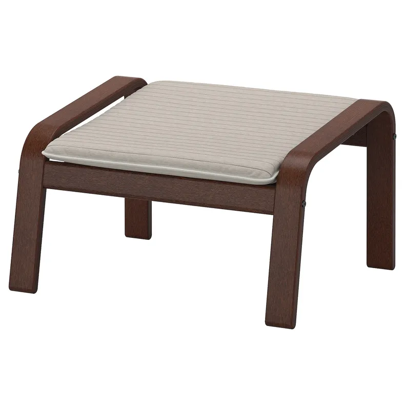 IKEA POÄNG ПОЕНГ, крісло та підставка для ніг, коричневий / КНІСА світло-бежевий 194.842.29 фото №5