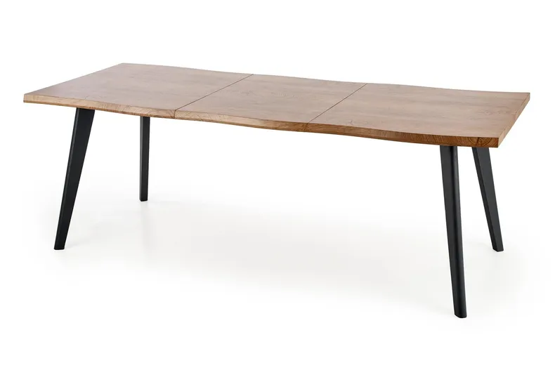 Кухонний стіл розкладний HALMAR DICKSON 120-180x80 см, стільниця - натуральний дуб, ніжки - чорні фото №3