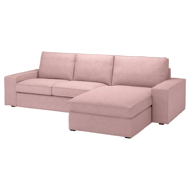 IKEA KIVIK КІВІК, 3-місний диван із кушеткою, Гарматний світло-рожевий 394.848.17 фото №1