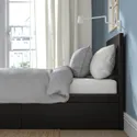 IKEA MALM МАЛЬМ, каркас кровати+2 кроватных ящика, черно-коричневый / Лонсет, 90x200 см 790.327.34 фото thumb №4