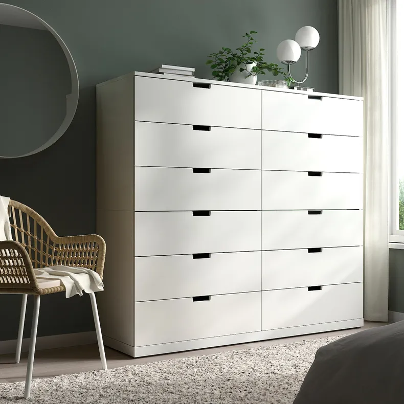 IKEA NORDLI НОРДЛІ, комод, 12 шухляд, білий, 160x145 см 792.394.90 фото №2
