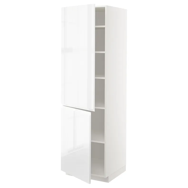 IKEA METOD МЕТОД, высокий шкаф с полками / 2 дверцы, белый / Воксторп глянцевый / белый, 60x60x200 см 794.672.84 фото №1