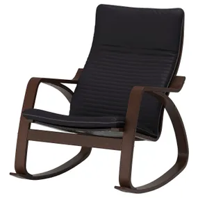 IKEA POÄNG ПОЕНГ, крісло-гойдалка, коричневий / КНІСА чорний 294.292.37 фото
