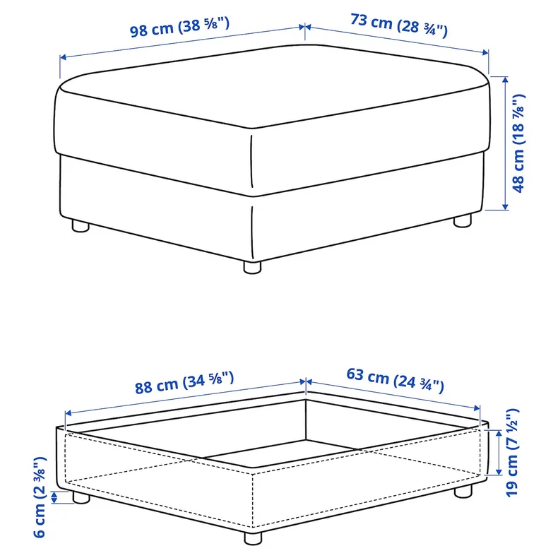 IKEA VIMLE ВИМЛЕ, табурет для ног с ящ д/хрн, Hillared антрацит 694.342.94 фото №4
