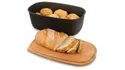 BRW Хлібник з дерев'яною дошкою 39x24x15.5см чорний 091306 фото thumb №2
