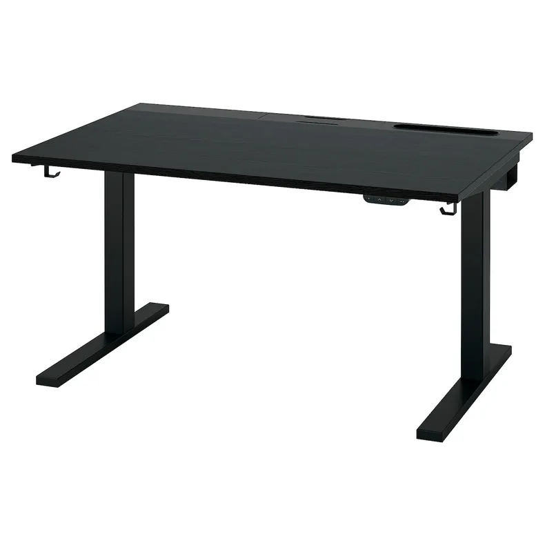 IKEA MITTZON МІТТЗОН, стіл регульований, електричний okl попелястий пофарбований чорний / чорний, 120x80 см 995.277.48 фото №2