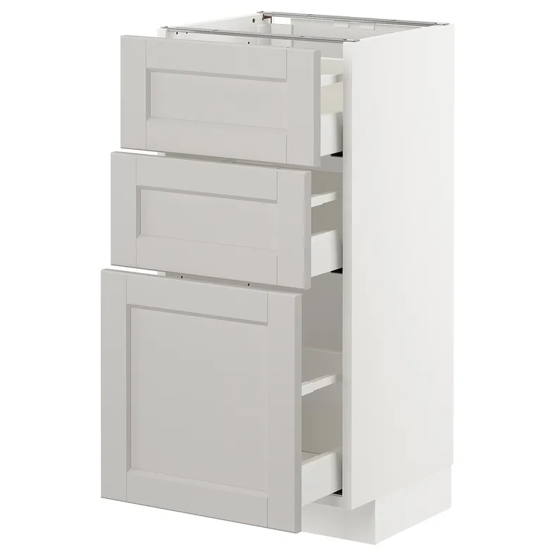 IKEA METOD МЕТОД / MAXIMERA МАКСИМЕРА, напольный шкаф с 3 ящиками, белый / светло-серый, 40x37 см 692.742.62 фото №1