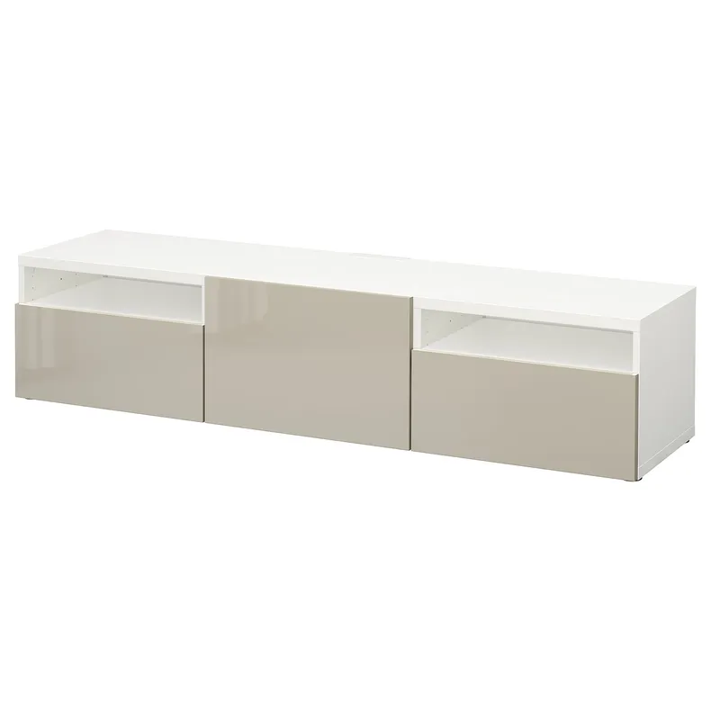 IKEA BESTÅ БЕСТО, тумба под ТВ, белый / Сельсвикен бежевый глянцевый, 180x42x39 см 993.285.98 фото №1