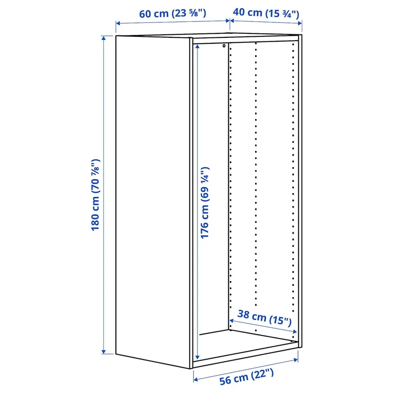 IKEA PLATSA ПЛАТСА, каркас, белый, 60x40x180 см 903.309.54 фото №3