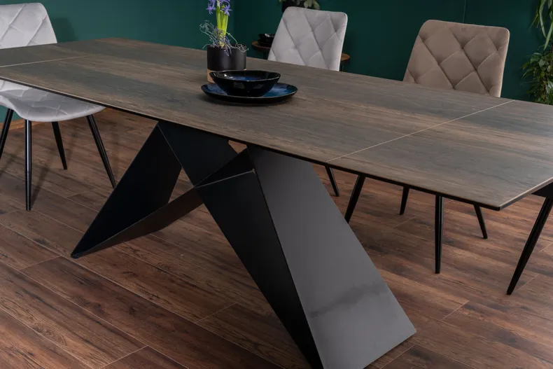 Стол обеденный раскладной SIGNAL WESTIN Ceramic, эффект дерева / матовый черный, 90x160 фото №21