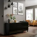 IKEA BESTÅ БЕСТО, модуль для зберігання із шухлядами, чорний / коричневий / Selsviken / Stubbarp глянець / чорний, 180x42x74 см 491.955.91 фото thumb №3