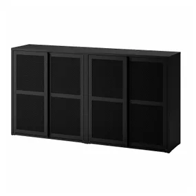 IKEA IVAR ИВАР, шкаф с дверями, чёрная сетка, 160x30x83 см 995.081.08 фото