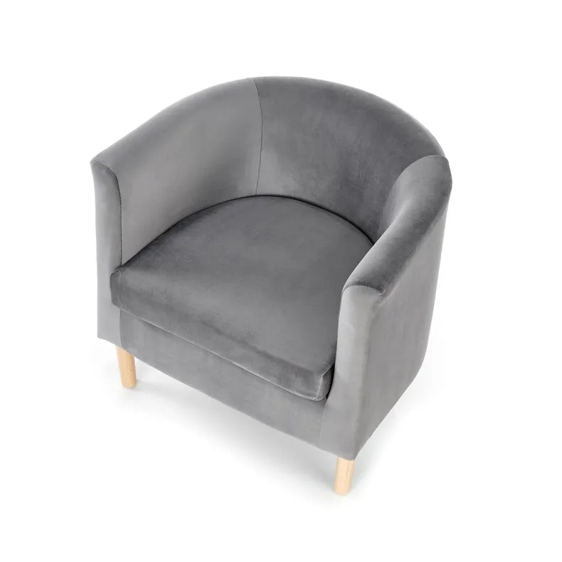 Кресло мягкое HALMAR CLUBBY 2 серый /натуральный фото №3