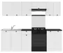 BRW Кухонний гарнітур Junona Line 240 см з білою технікою та стільницею, білий/білий/металік шифер чорний/золото JUNONA_AGD_WER_2/240_ZBL-BI/BI/LMC фото