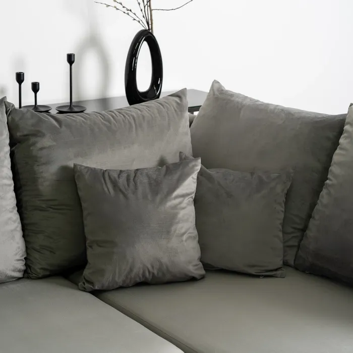 Угловой диван бархатный MEBEL ELITE MARKUS Velvet, 238 см, серый (правый) фото №4