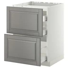 IKEA METOD МЕТОД / MAXIMERA МАКСИМЕРА, напольн шкаф / 2 фронт пнл / 3 ящика, белый / бодбинский серый, 60x60 см 690.271.63 фото