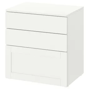 IKEA SMÅSTAD СМОСТАД / PLATSA ПЛАТСА, комод с 3 ящиками, белая белая / белая рама, 60x42x63 см 994.201.96 фото