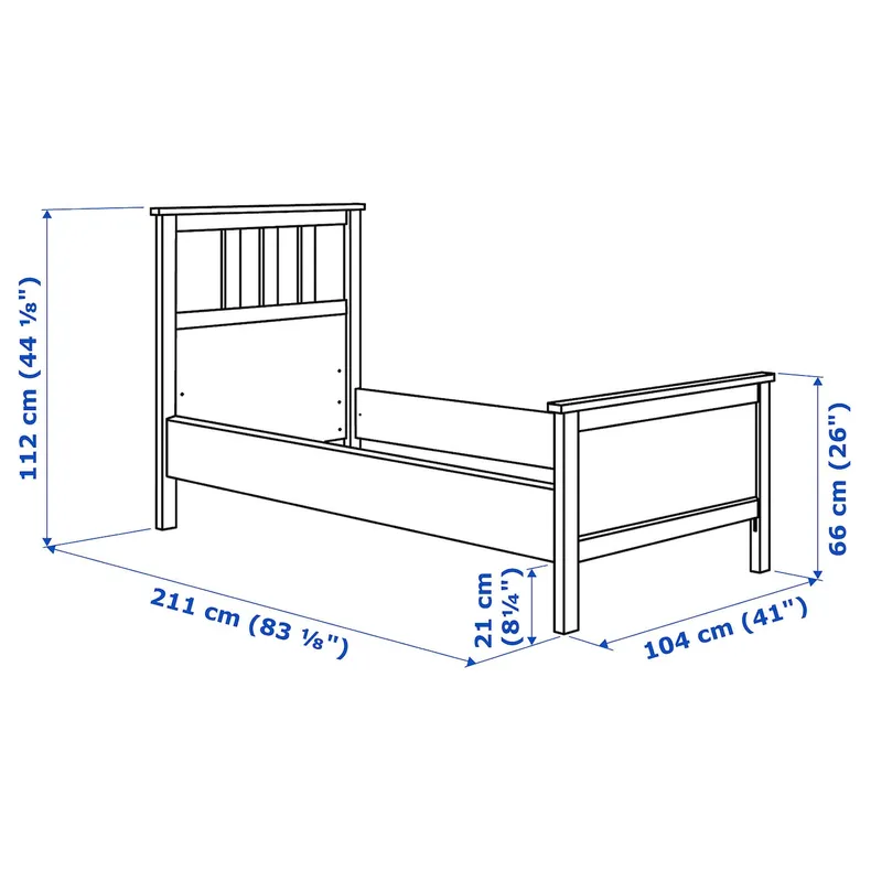 IKEA HEMNES ХЕМНЕС, каркас ліжка, біла пляма / Лейрсунд, 90x200 см 490.200.25 фото №9