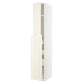 IKEA METOD МЕТОД / MAXIMERA МАКСИМЕРА, высокий шкаф / выдвижн секция / 1дв / 4ящ, белый / бодбинские сливки, 40x60x240 см 194.610.96 фото