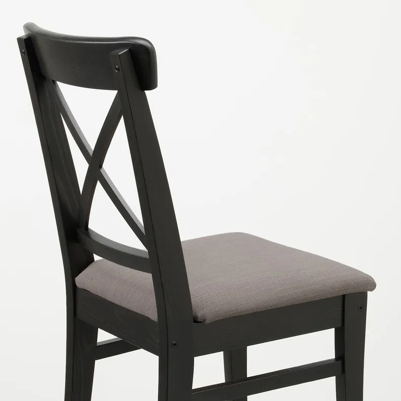 IKEA NORDVIKEN НОРДВІКЕН / INGOLF ІНГОЛЬФ, стіл+2 стільці, чорний/нольгага сірий бежевий бежевий коричневий/чорний, 74/104 см 595.716.20 фото №4