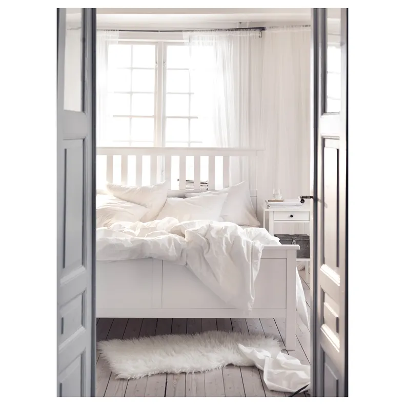 IKEA HEMNES ХЕМНЕС, каркас ліжка з матрацом, біла пляма / Valevåg середньої твердості, 160x200 см 895.431.07 фото №5