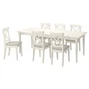 IKEA INGATORP ІНГАТОРП / INGOLF ІНГОЛЬФ, стіл+6 стільців, білий білий / бежевий галантерейний, 155 / 215 см 394.828.04 фото thumb №1
