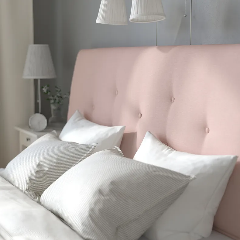 IKEA IDANÄS ИДАНЭС, каркас кровати с обивкой, Окрашенный в бледно-розовый цвет, 160x200 см 604.589.44 фото №7