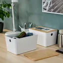 IKEA KUGGIS КУГГІС, коробка з кришкою, білий/бамбук, 18x26x15 см 295.612.84 фото thumb №3