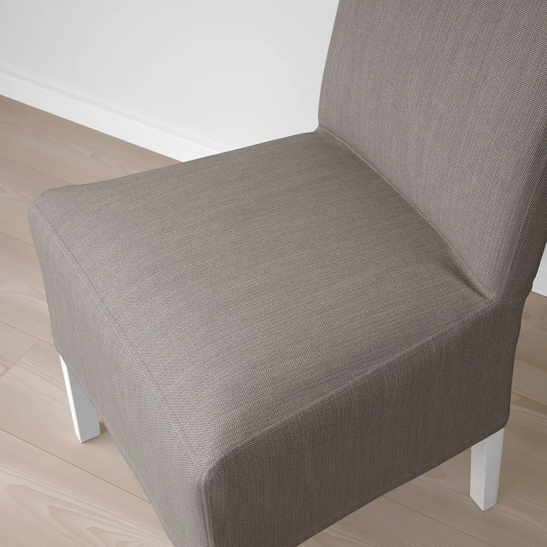 IKEA BERGMUND БЕРГМУНД, стул с чехлом средней длины, белый / нольгага серый / бежевый 393.900.03 фото №8