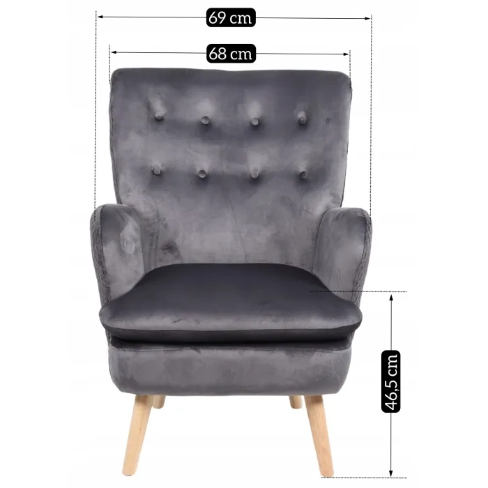 Кресло мягкое бархатное MEBEL ELITE SANTOS Velvet, Серый фото №12