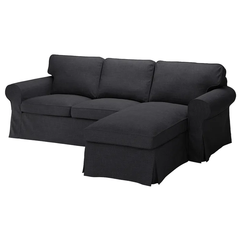 IKEA EKTORP ЕКТОРП, 3-місний диван, з шезлонгом / антрацит пагорбкуватий 494.305.41 фото №1