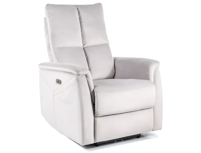 Розкладне крісло реклайнер SIGNAL Neptun M Velvet з функцією масажу, світло-сірий фото №1