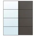 IKEA AULI АУЛІ / MEHAMN МЕХАМН, розсувні дверцята, 2 шт., чорне дзеркало / 2шт темно-сірий, 200x236 см 395.605.71 фото thumb №1