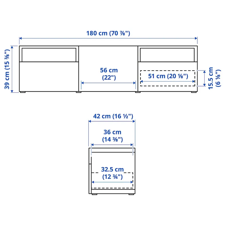 IKEA BESTÅ БЕСТО, тумба под ТВ, черный/коричневый/Хаммарсмед антрацит, 180x42x39 см 095.689.17 фото №5