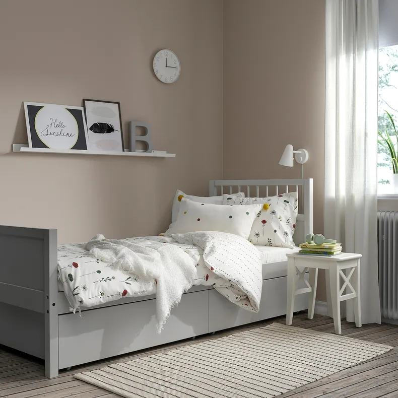 IKEA SMYGA СМИГА, каркас кровати с ящиками, светло-серый, 90x200 см 594.441.42 фото №2