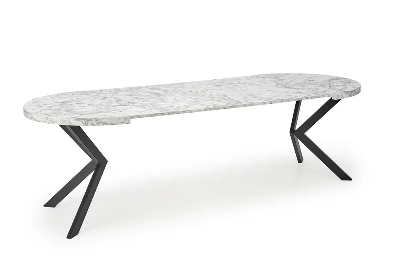 Кухонний стіл HALMAR PERONI 100-250x100 см білий мармур - чорний фото №3