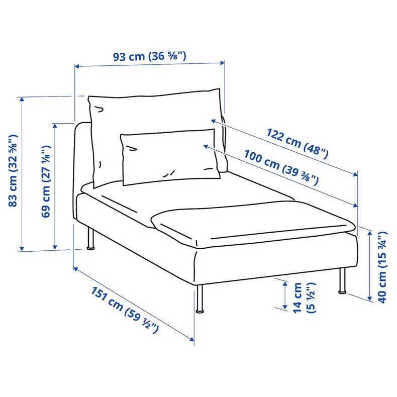 IKEA SÖDERHAMN СЕДЕРХАМН, кушетка, Горючий антрацит 394.305.70 фото №5