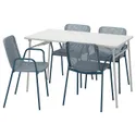 IKEA TORPARÖ ТОРПАРЕ, стіл+4 крісла з підлокітн, вуличний, білий/світло-сіро-блакитний, 130 см 494.948.68 фото thumb №1