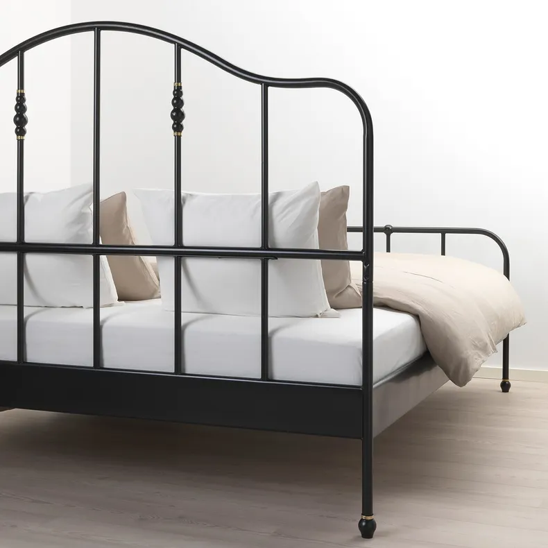 IKEA SAGSTUA САГСТУА, каркас кровати, черный / Линдбоден, 160x200 см 294.950.29 фото №9