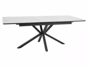 Стол обеденный раскладной SIGNAL LOGAN CERAMIC 160(200)х90, матовый чёрный, белый матовый фото
