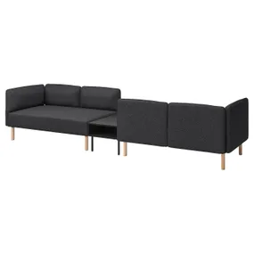 IKEA LILLEHEM ЛІЛЛЕХЕМ, 4-м модульний диван з журн столом, ГУННАРЕД темно-сірий/деревина 895.697.53 фото