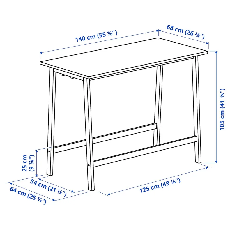 IKEA MITTZON МІТТЗОН, стіл для конференцій, okl береза/чорний, 140x68x105 см 295.330.31 фото №5