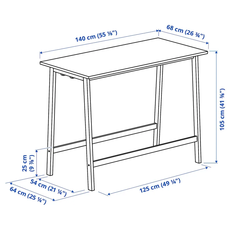 IKEA MITTZON МІТТЗОН, стіл для конференцій, okl, чорний, 140x68x105 см фото №5