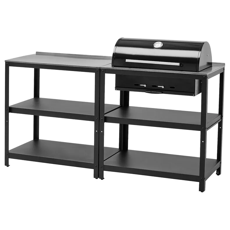 IKEA GRILLSKÄR ГРИЛЛЬСКЭР, кухня с угольным грилем, для улицы, нержавеющая сталь, 172x61 см 393.849.88 фото №1