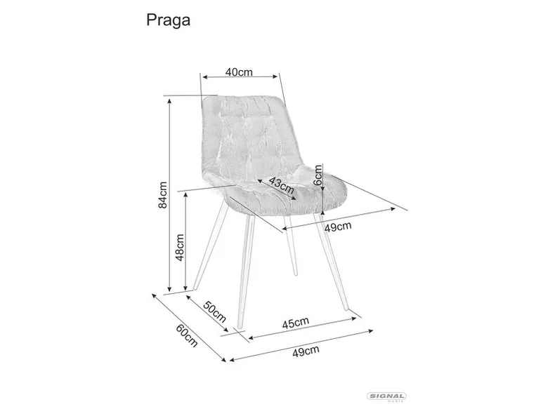 Стілець SIGNAL PRAGA Sztruks Velvet, Bluvel 66 - каррі фото №2