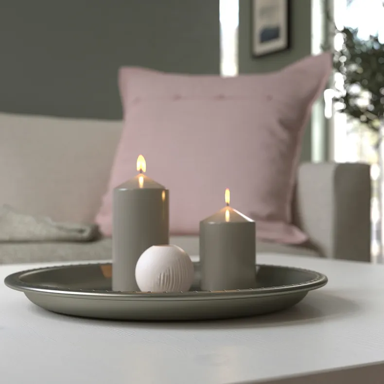IKEA BLODOLVON БЛОДОЛВОН, тарелка для свечи, серый, 34 см 505.594.63 фото №5